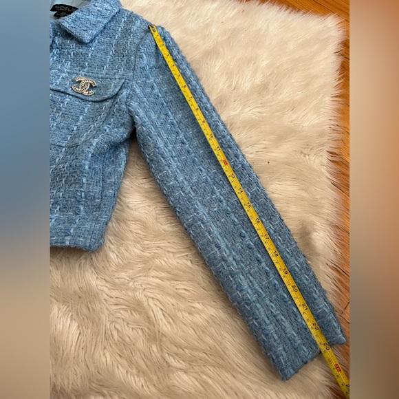 Rachel Zoe Tweed Jacket Blazer Blue XS Fit S - Picture 4 of 9